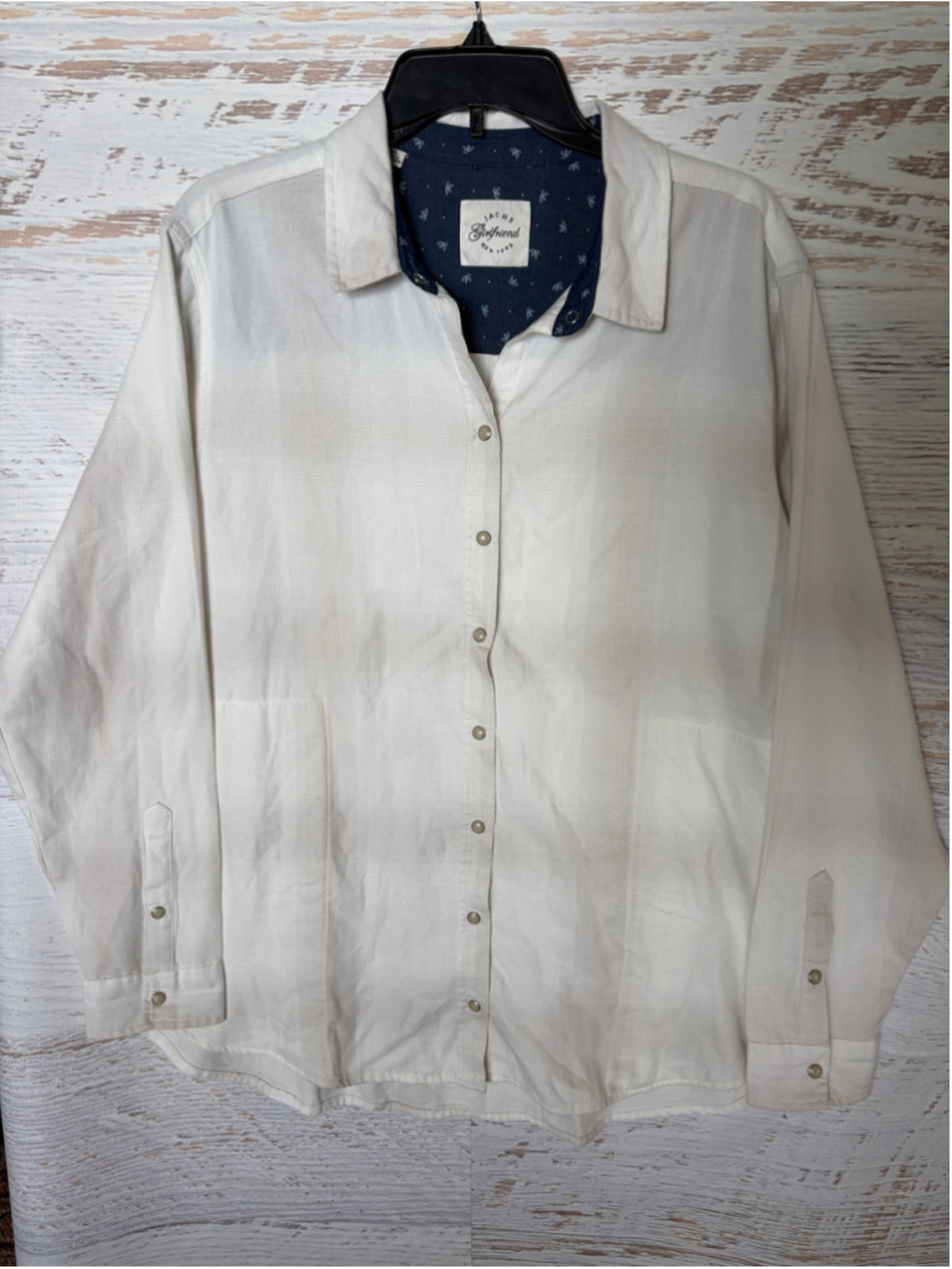 Women's Jachs Girlfriend Button Down Shirt White Blue XL